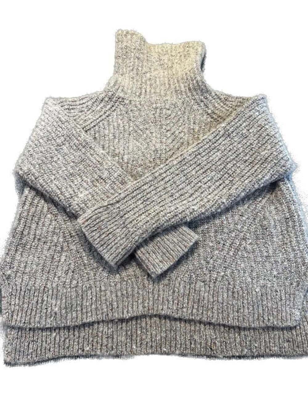 Madewell XL Turtleneck Sweater Grey Flecked Wool Silk Blend Fisherman  Cozy